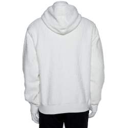 Dior White Jacquard Cotton Logo Motif Oversized Hoodie Sweatshirt M