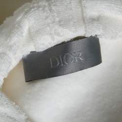 Dior White Jacquard Cotton Logo Motif Oversized Hoodie Sweatshirt M