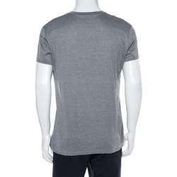 Pre Owned Dior Grey Printed Cotton V Neck T-Shirt L