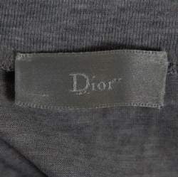 Pre Owned Dior Grey Printed Cotton V Neck T-Shirt L
