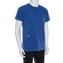 Dior Blue Cotton Crewneck T Shirt L