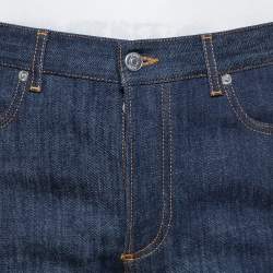 Dior Homme Navy Blue Denim Oblique Print Detail Slim Fit Jeans M