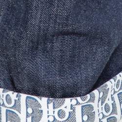 Dior Homme Navy Blue Denim Oblique Print Detail Slim Fit Jeans M
