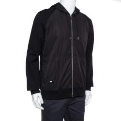 Pre Owned Dior Homme Black Cotton & Synthetic Paneled Hoodie XL