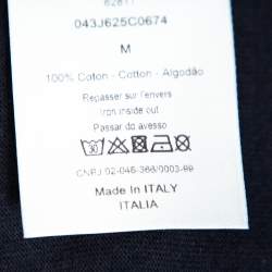 مملوكة مسبقًا Dior Navy Blue Cotton Oblique Motif Print Crewneck T-Shirt M