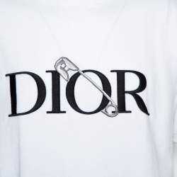 Pre Owned Dior White Jersey Logo Embroidered Judy Blame T-Shirt L