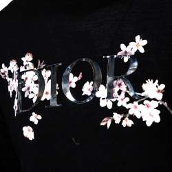 Pre Owned Dior Homme Black Wool Metallic Sorayama Floral Logo Crewneck Jumper L