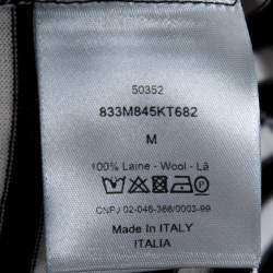 Pre Owned تي شيرت بولو ديور صوف مونوكرومي مخطط مقاس متوسط - ميديوم