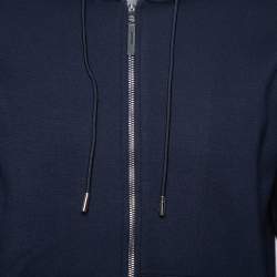 Pre Owned Dior Homme Navy Blue Knit Zip front Hoodie L