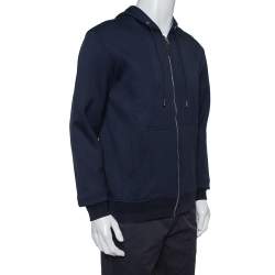 Pre Owned Dior Homme Navy Blue Knit Zip front Hoodie L