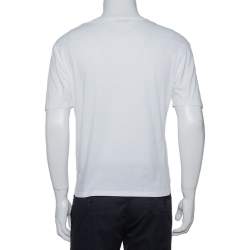 مملوكة مسبقًا Dior Homme White Paris Printed Cotton Crewneck T-Shirt S