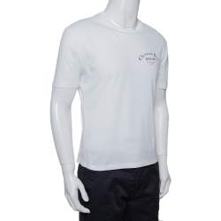 �مملوكة مسبقًا Dior Homme White Logo Printed Cotton Crewneck T-Shirt S