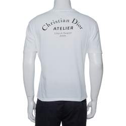 مملوكة مسبقًا Dior Homme White Logo Printed Cotton Crewneck T-Shirt S