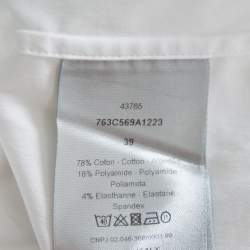 Pre Owned Dior Homme White Cotton Metal Logo Detail Button Front Shirt M