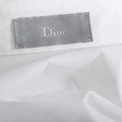 Pre Owned Dior Homme White Cotton Metal Logo Detail Button Front Shirt M