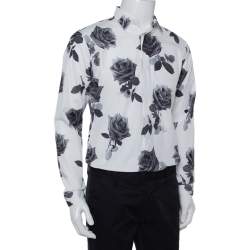Dior Homme White Rose Printed Cotton Button Front Shirt M