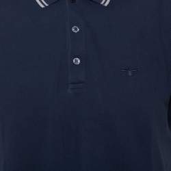 Pre Owned Dior Navy blue Bee Embroidered Cotton Pique Polo T-Shirt L