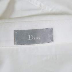 Pre Owned Dior White Red and Black Logo Print Cotton Short Sleeve Shirt L