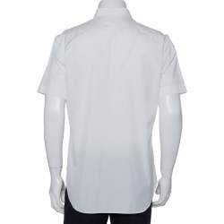 Pre Owned Dior White Red and Black Logo Print Cotton Short Sleeve Shirt L