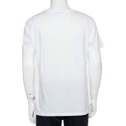 Pre Owned Dior White Embroidered Cotton Crewneck T-Shirt L