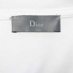 Pre Owned Dior White Embroidered Cotton Crewneck T-Shirt L