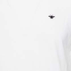 Pre Owned Dior White Embroidered Cotton Crewneck T-Shirt L