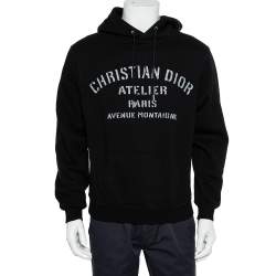 Dior Homme Black Cotton Logo Detail Hooded Oversized Sweatshirt XS