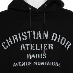 Dior Homme Black Cotton Logo Detail Hooded Oversized Sweatshirt XS