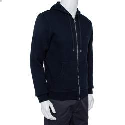 Pre Owned Dior Homme Navy Blue Knit Zip Front Hooded Jacket L