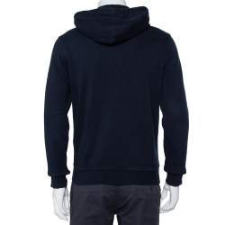 Pre Owned Dior Homme Navy Blue Knit Zip Front Hooded Jacket L