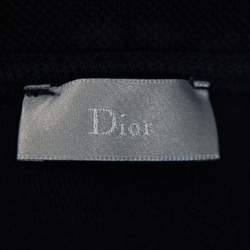 Pre Owned Dior Homme Navy Blue Knit Zip Front Hooded Jacket L