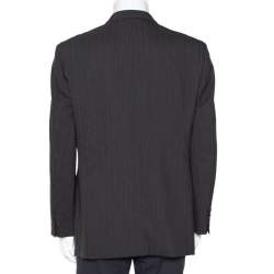 Christian Dior Monsieur Vintage Charcoal Grey Striped Wool Button Front Blazer L  
