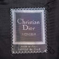 Christian Dior Monsieur Vintage Charcoal Grey Striped Wool Button Front Blazer L  