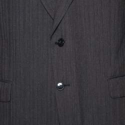 Christian Dior Monsieur Vintage Charcoal Grey Striped Wool Button Front Blazer L  