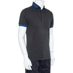 Pre Owned Dior Grey Bee Embroidered Cotton Pique Polo T-Shirt M