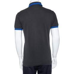 Pre Owned Dior Grey Bee Embroidered Cotton Pique Polo T-Shirt M