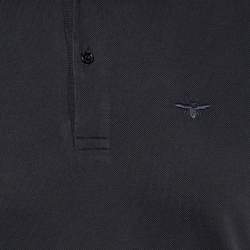 Pre Owned Dior Grey Bee Embroidered Cotton Pique Polo T-Shirt M