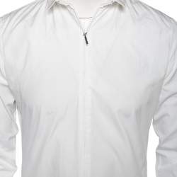 Pre Owned Dior Homme White Cotton Zip Front Shirt M