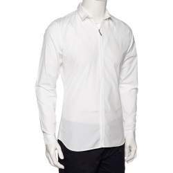 Pre Owned Dior Homme White Cotton Zip Front Shirt M