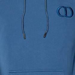 Pre Owned Dior Homme Blue Cotton CD Logo Embroidered Hoodie S