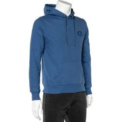 Pre Owned Dior Homme Blue Cotton CD Logo Embroidered Hoodie S
