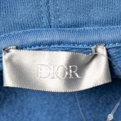 Pre Owned Dior Homme Blue Cotton CD Logo Embroidered Hoodie S