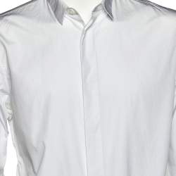 Pre Owned Dior Homme White Cotton Bee Embroidery Detail Button Front Shirt L 