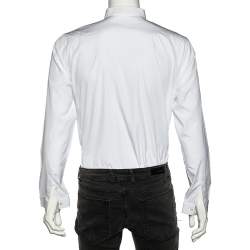 Pre Owned Dior Homme White Cotton Bee Embroidery Detail Button Front Shirt L 