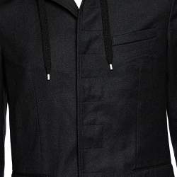 Dior Homme Black Wool Button Front Hooded Jacket M