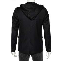 Dior Homme Black Wool Button Front Hooded Jacket M