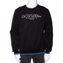 Dior Homme Black Cotton Knit Newave Applique Sweatshirt XXL