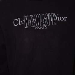 Dior Homme Black Cotton Knit Newave Applique Sweatshirt XXL