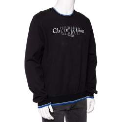 Dior Homme Black Cotton Knit Newave Applique Sweatshirt XXL