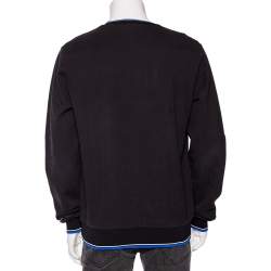 Dior Homme Black Cotton Knit Newave Applique Sweatshirt XXL